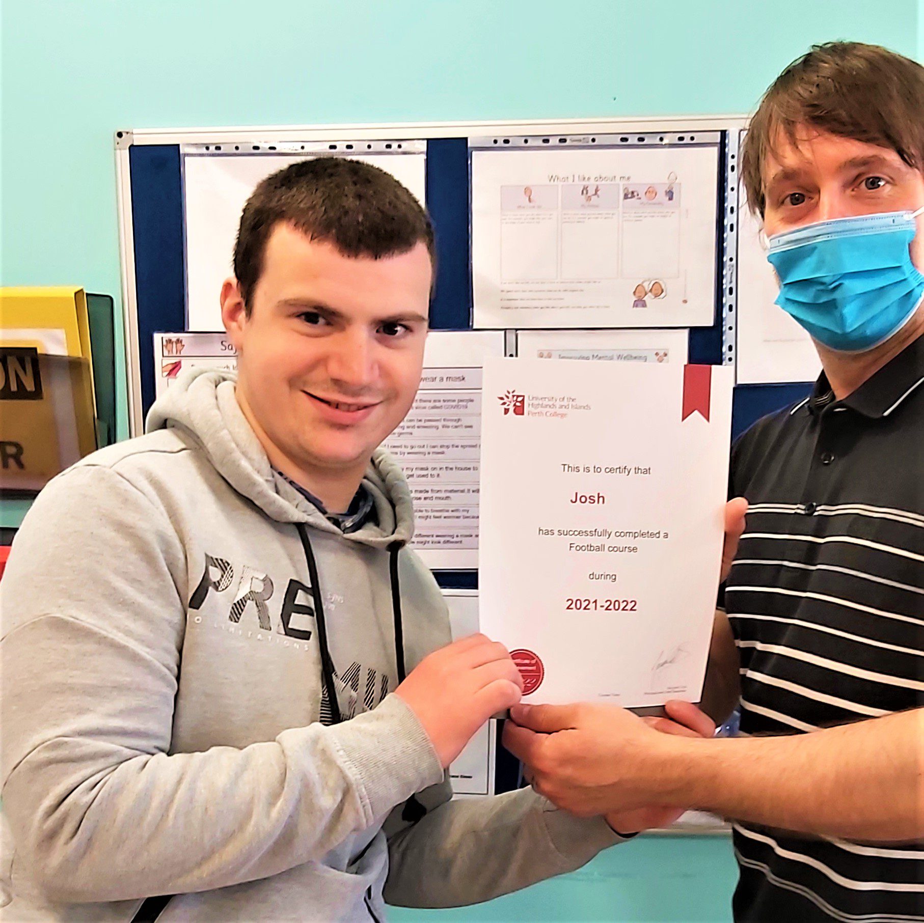 service user and tutor receiving certificate