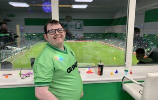 An image of ASC service user Danny in the sensory room at Celtic Park.