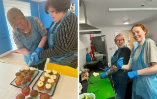 A photo of ASC staff and service users preparing meals.